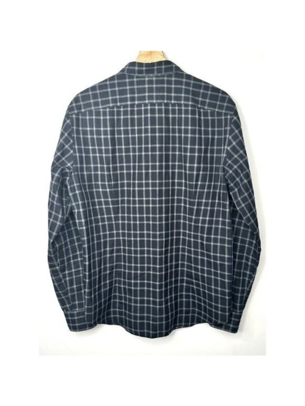 John Varvatos Luxe Plaid Shirt Mens M Gray Black Cotton Button Front Casual - Picture 2 of 11